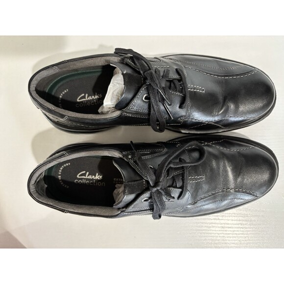 Clarks Gessler Oxford Lace Men's Leather Casual Shoe Size 12W Black Leather - Picture 2 of 11